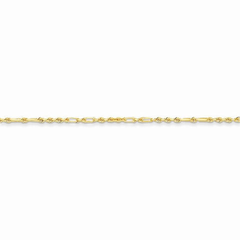14K Yellow Gold Milano Rope Chain Anklet