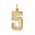 Casted Medium Diamond Cut Number 5 Charm in 14k Yellow Gold