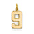 Casted Medium Polished Number 9 Charm in 14k Yellow Gold