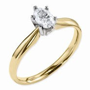 14k Two-tone Moissanite 6x4mm Oval Solitaire Ring