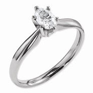14k White Gold Moissanite 7x5mm Oval Solitaire Ring