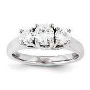 14k White Gold 5mm/4mm Round Three Stone Ring