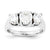 14k White Gold 6.5mm/5mm Round Three Stone Ring