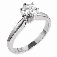 14k White Gold Moissanite 4mm Round Solitaire Ring