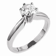 14k White Gold Moissanite 4.5mm Round Solitaire Ring