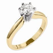 14k Two-tone Moissanite 6.5mm Round Solitaire Ring