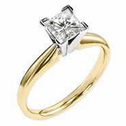 14k Two-tone Moissanite 5mm Square Solitaire Ring