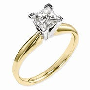 14k Two-tone Moissanite 7.5mm Square Solitaire Ring