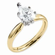 14k Two-tone Moissanite 10X7mm Pear Solitaire Ring