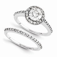 14k White Gold Moissanite Wedding Set, Size 7, Jewelry Ring