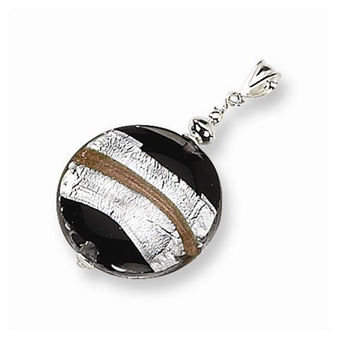 Sterling Silver Murano Glass Striped Pendant, Pendants for Necklace
