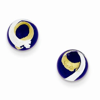 Sterling Silver Blue, Gold Silver Color Italian Murano Earrings