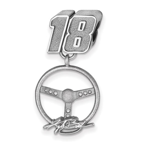 Sterling Silver LogoArt Sport,NASCAR #18 Kyle Busch Steering Wheel Bead