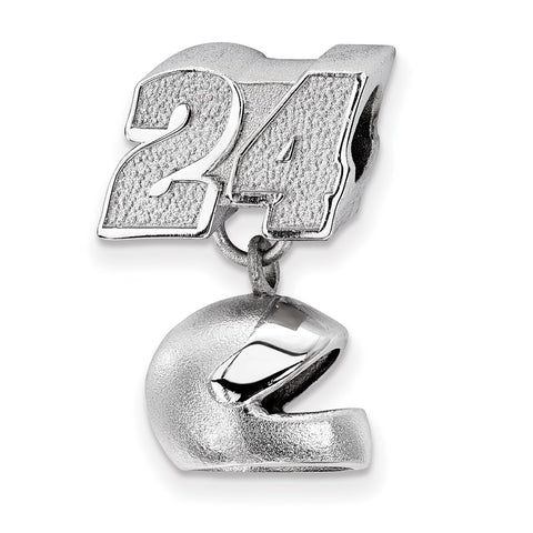 Sterling Silver LogoArt Sport,NASCAR #24 William Byron Dangle Helmet Bead