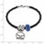 Leather Bracelet One Blue Crystal Charm Bead 48 Charm Bead Steering in Sterling Silver