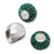 Sterling Silver Two Dark Green Crystal Beads,W,18 3D Driver Helmet Bead
