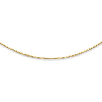 14K Yellow Gold Round Omega, 16 inch x 1.4mm, Jewelry Chains and Necklace