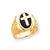 14k Yellow Gold Onyx Mens Cross Ring