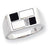 14k White Gold Onyx, Mother of Pearl & Diamond Mens Ring