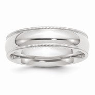 Palladium Milgrain Comfort Fit 6mm Wedding Band