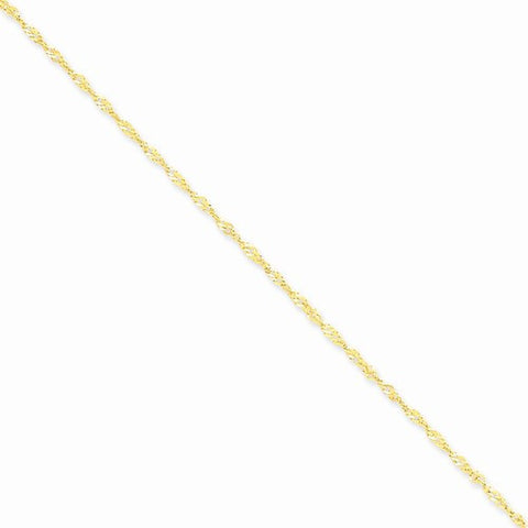 14K Yellow Gold Singapore Chain Anklet
