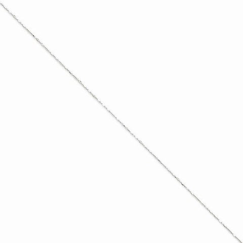 14K White Gold Diamond-Cut Ball + Bar Pendant Chain Anklet