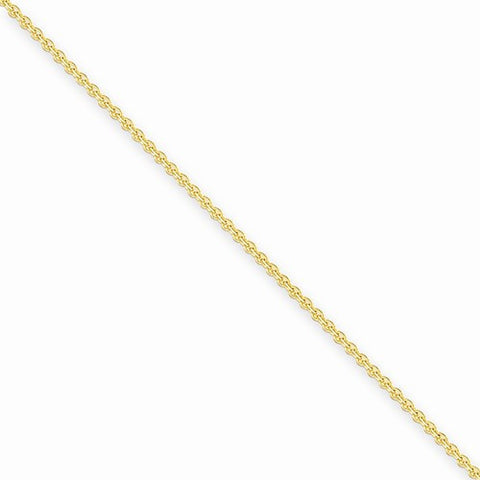 14K Yellow Gold Solid Polished Cable Chain Anklet