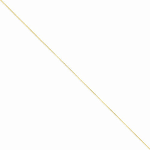 14K Yellow Gold Solid Diamond-Cut Spiga Chain Anklet