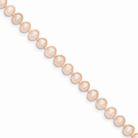 14K Yellow Gold 5-5.5Mm Pink Freshwater Onion Cultured Pearl Bracelet