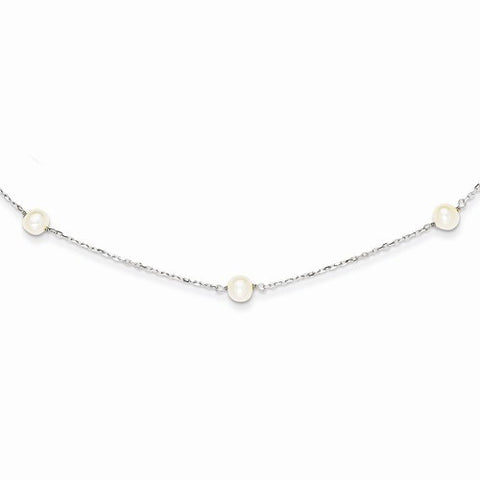 14K White Gold with White Cultured Pearl Necklace