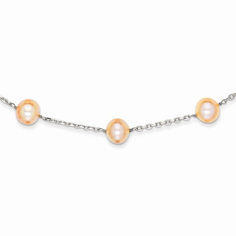 14K White Gold Cream Color Cultured Pearl Necklace