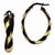 14k Yellow Gold Chocolate Rhodium 3.7mm Wavy Hoop Earrings