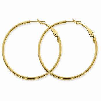 14k Yellow Gold 3x35mm Polished Round Hoop Earrings