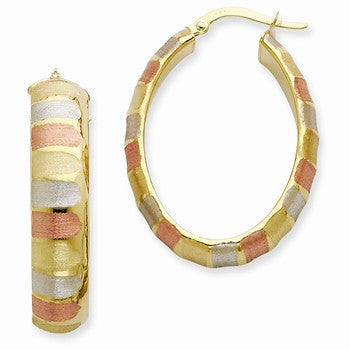 14k Yellow Gold Rhodium 7.25mm Multicolor Hoop Earrings