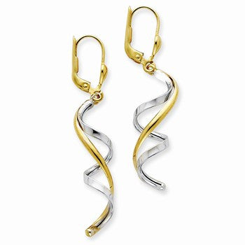 14k Two-tone Spiral Leverback Earrings