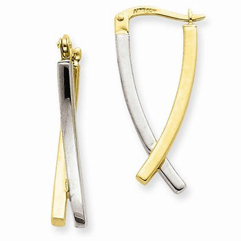 14k Two-tone Hinged Tube Earrings