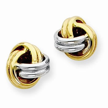 14k Yellow Gold Rhodium Love Knot Post Earrings