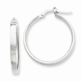 White Rhodium Plated 14k Yellow Gold Hoop Earrings