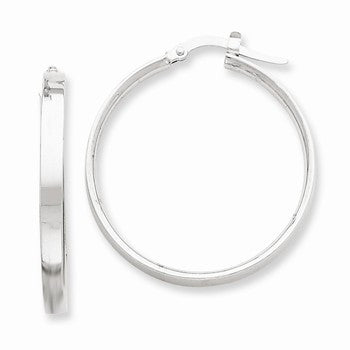 White Rhodium Plated 14k Yellow Gold Hoop Earrings