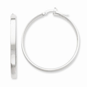 White Rhodium Plated 14k Yellow Gold Hoop Earrings