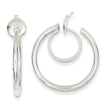 White Rhodium Plated 14k Yellow Gold Non-pierced Hoop Earrings