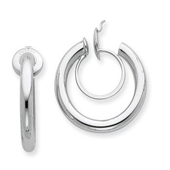 White Rhodium Plated 14k Yellow Gold Non-pierced Hoop Earrings