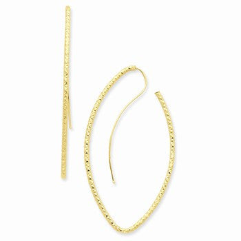 14k Yellow Gold Textured Oval French Wire Earrings