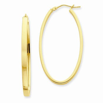 14k Yellow Gold Polished Oval Hoop Earrings