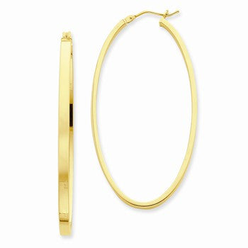 14k Yellow Gold Polished Oval Hoop Earrings