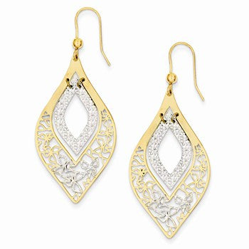 14k Two-tone Fancy Shepard Hook Earrings