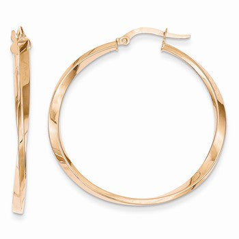 14k Yellow Gold Plated Rose Gold Circle Hinged Hoop Earrings