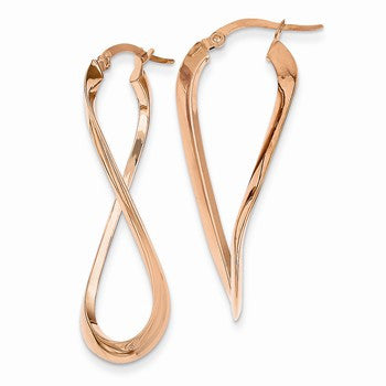 14k Yellow Gold Plated Rose Gold Polished Twisted Hoop Earrings