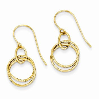 14k Yellow Gold Small Twisted Circle Shepherd Hook Earrings