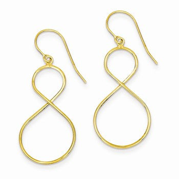 14k Yellow Gold Twist Dangle Shepherd Hook Earrings